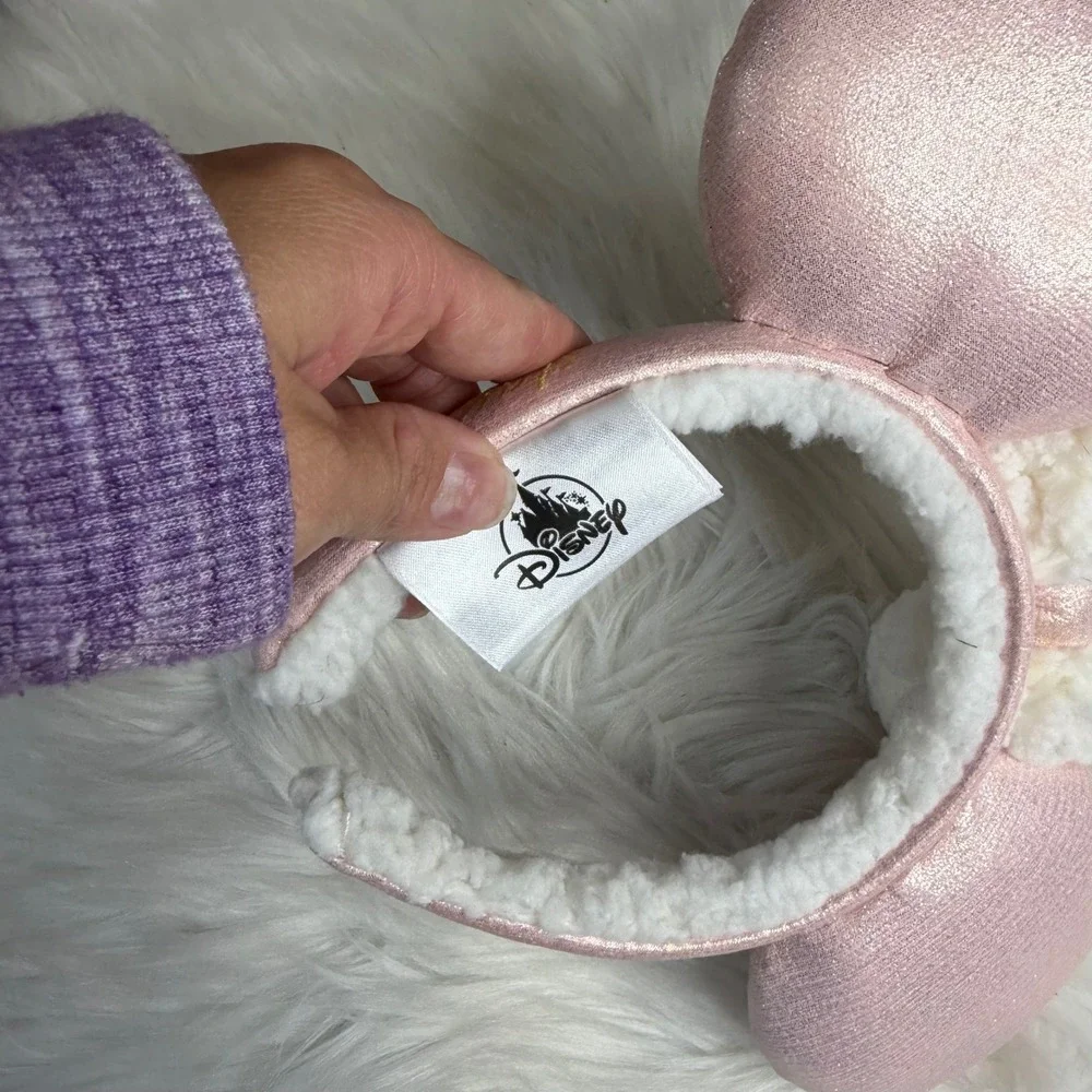 NWOT - Disney World - Shimmer Pink Fluffy Sherpa Mickey Minnie Ear Headband